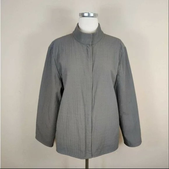 EILEEN FISHER gray water resistant zip up lightweight jacket - Picture 1 of 10